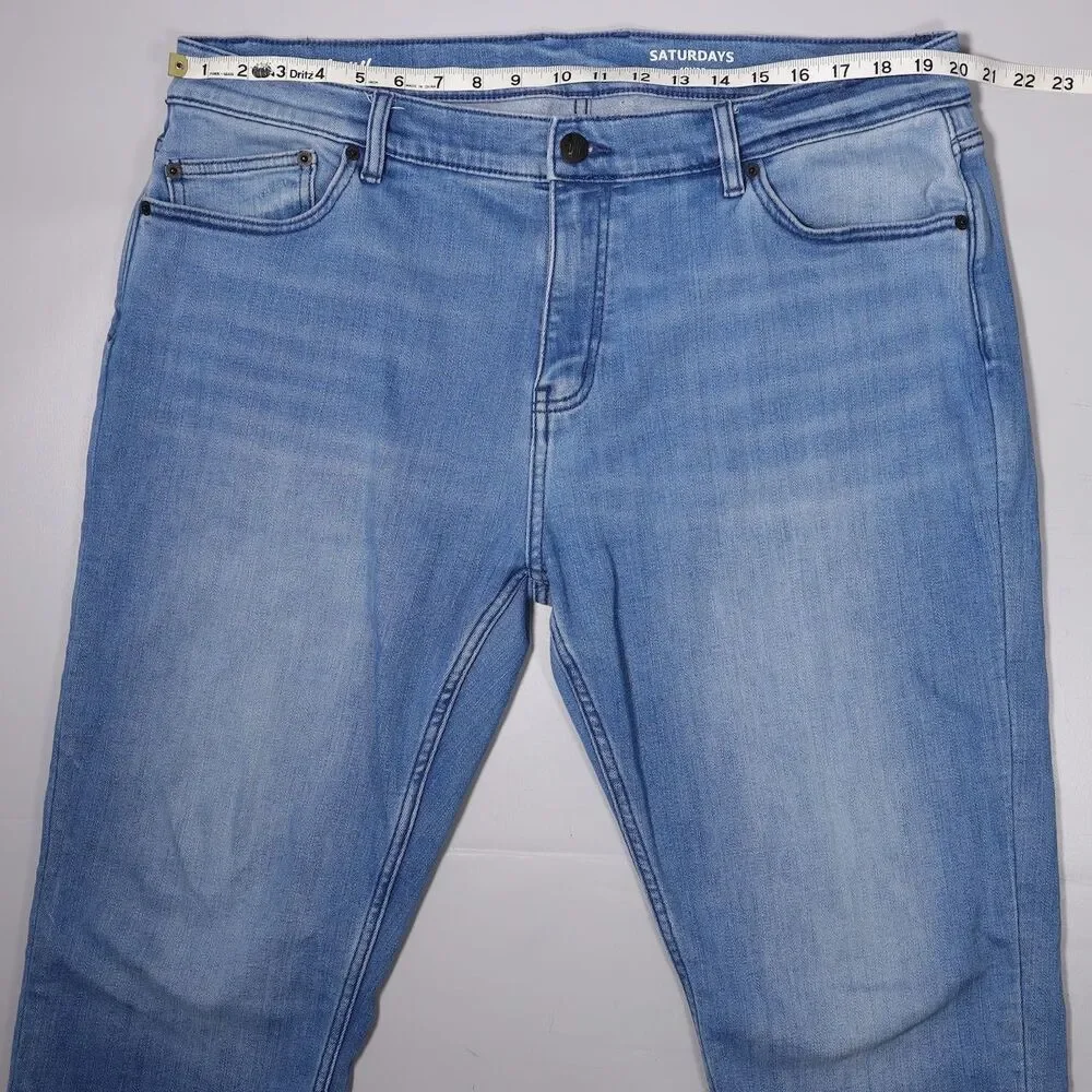 Mugsy Saturdays Jeans Cashmere Blend Blue Stretch Denim Mens 40 x 32